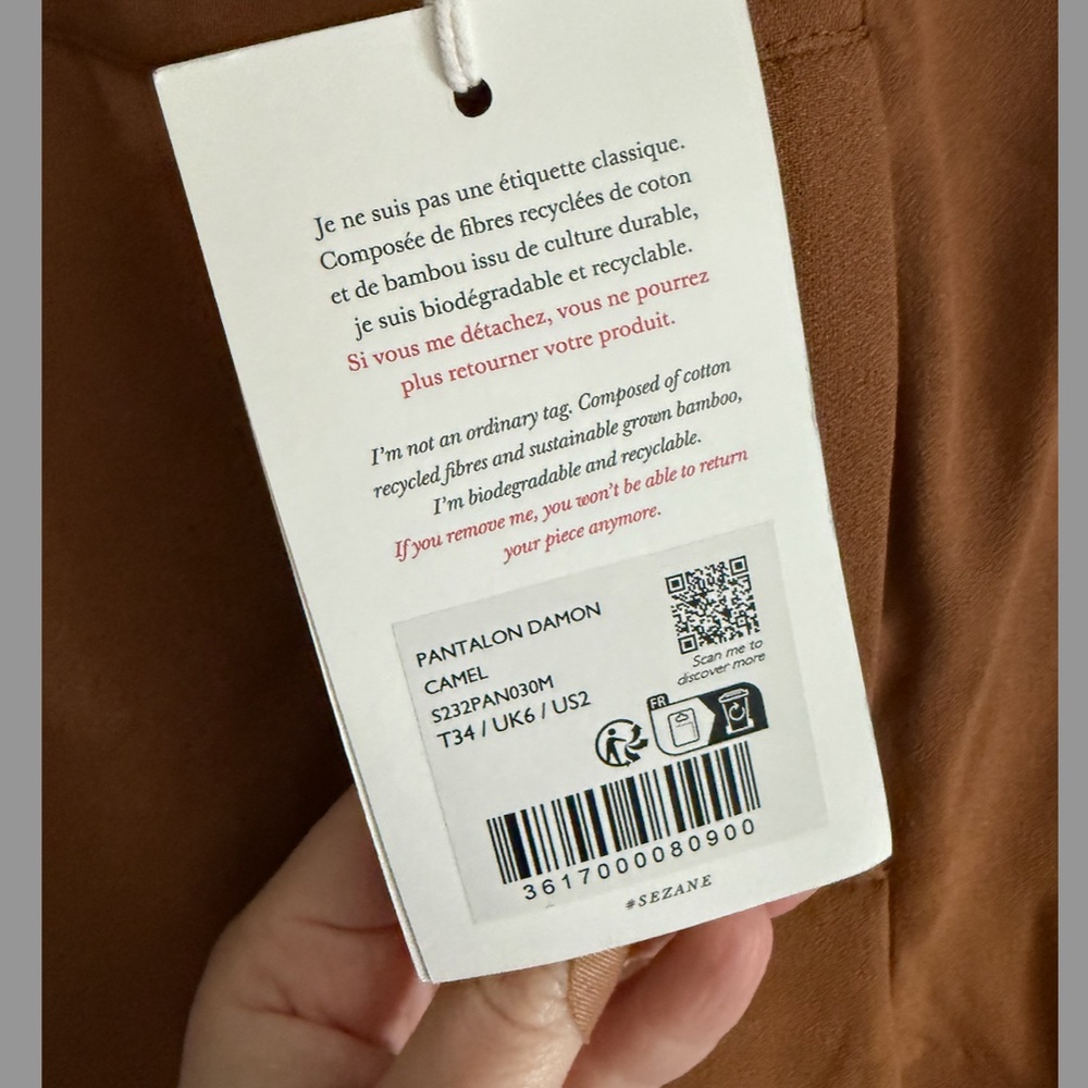 NWT Sezane Damon Trouser in Camel - Picture 3 of 5